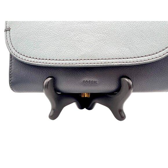 Fossil Cleo Leather Clutch Wallet Light Blue & Navy Leather Two-Tone - Picture 3 of 9